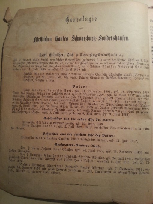 Haus-Kalender 1891 Genealogie