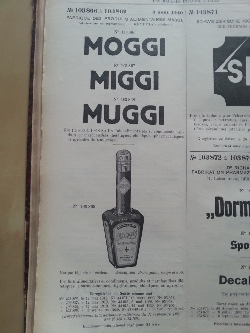Trademark-Verzeichnis 1940 Maggi