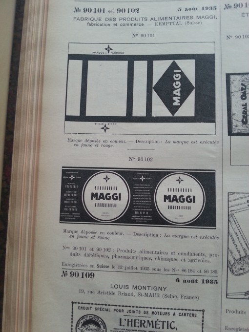Trademark-Verzeichnis 1935 Maggi