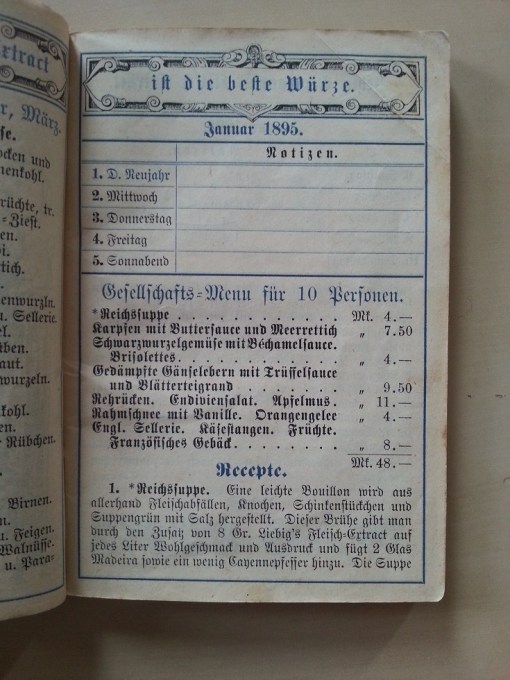 Liebig Haushaltungs-Kalender 1895