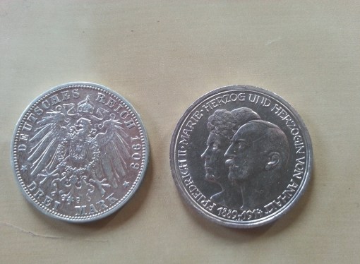 Geld Münze Drei Mark 1909 1914