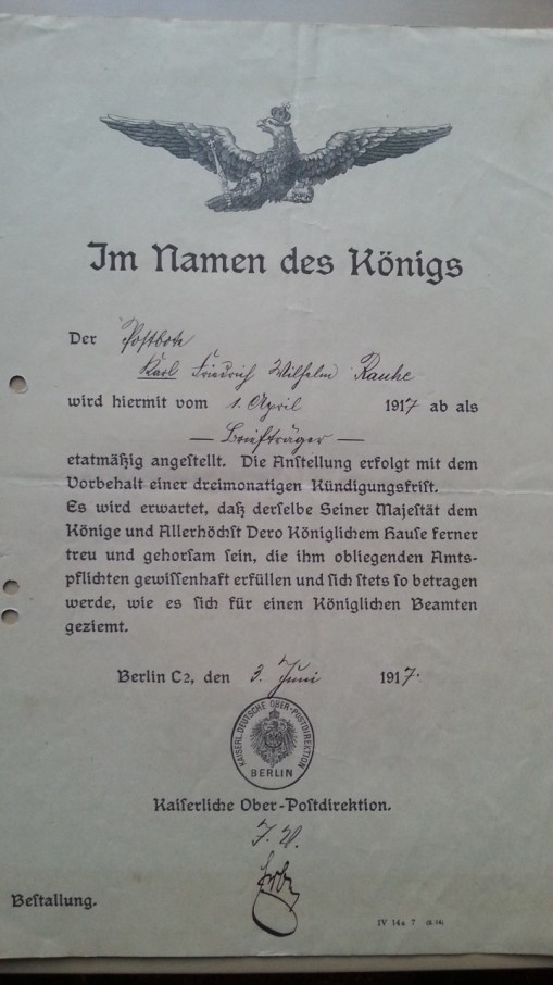 Ernennungsurkunde 1917