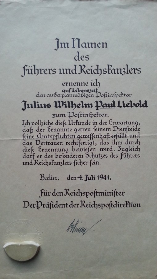 Ernennungsurkunde Juli 1941