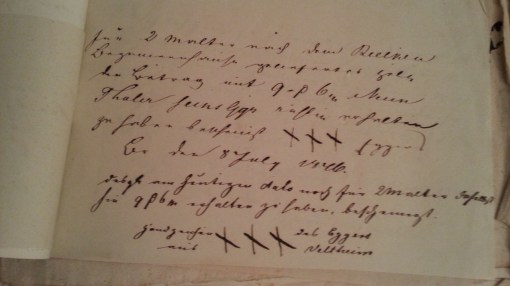 von Damm Beleg 1846 Handzeichen xxx des Eggers aus Veltenheim