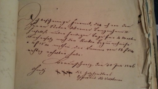 von Damm Beleg 1846 xxx