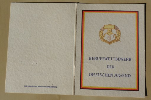 DDR Auszeichnung Berufswettbewerb der Deutschen Jugend 1955