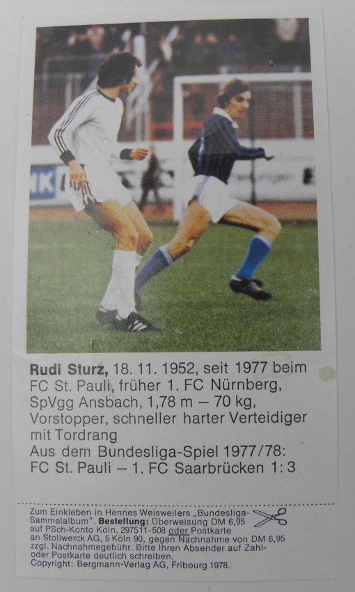Fussball-Sammelbild Rudi Sturz Stollwerck